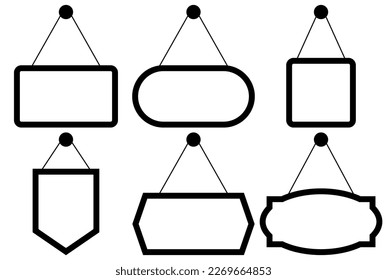 Black signboard vector set, Signboard simple cartoon style.