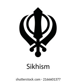 Black Sikhism symbol on white background