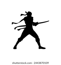 black silhoette of a ninja vector illustration