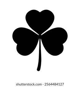 Black silhouette 3 leaf clover vector icon illustration design on white background.