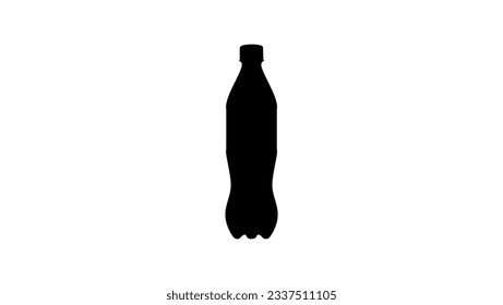 A black silhouette of a 750ml plastic soda bottle, it evokes the refreshing taste of a cold soda on a hot day