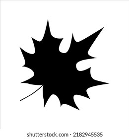 Hoja de arce abstracta de silueta negra. Ilustración simple del material vectorial. 