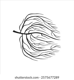 Black silhouette of an abstract tumbleweed. Design desert plant. Simple botanical vector illustration.