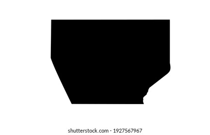 Black Silhouette Of Abyei City Map In Sudan On White Background