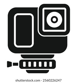 Black silhouette of an action camera recording exciting adventures