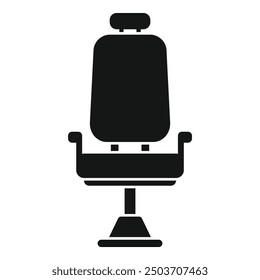 Black silhouette of an adjustable swivel chair with armrests, ideal for representations of comfort and workplace