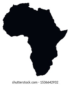 Black silhouette of Africa continent on white background.