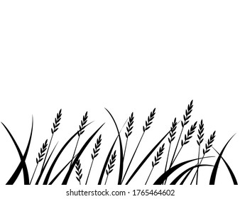 Black silhouette african savanna grass flat vector illustration on white background