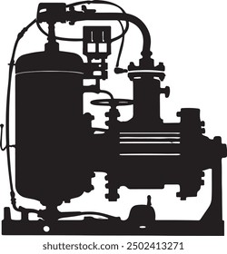 black silhouette of a Air Compressor Set