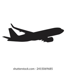 Black silhouette of an airplane isolated on a white background ,vector illustration.