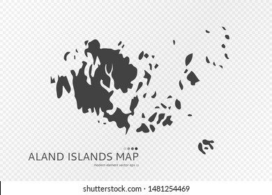 Black silhouette of Aland Islands map on transparent background. EPS10 vector file organized in layers for easy editing.