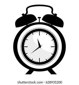 black silhouette with alarm clock vector illustration