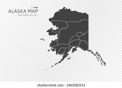 Black silhouette of Alaska map on transparent background. EPS10 vector file organized in layers for easy editing.