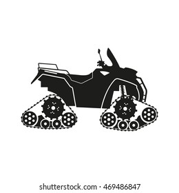 Black silhouette of the all-terrain vehicle on a white background. Vector illustration