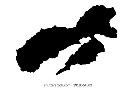 Black silhouette of Ambon city map in Maluku, Indonesia on white background