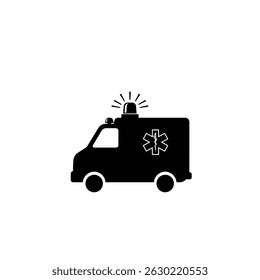 Black silhouette ambulance medical emergency services and healthcare transportation symbol design