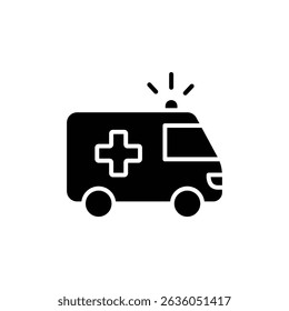 Black silhouette of an ambulance, a symbol of emergency medical services.