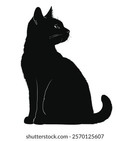 Black silhouette of a American Bobtail