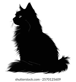 Black silhouette of a American Bobtail