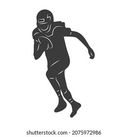 Black silhouette of American football or rugby player.