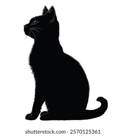 Black silhouette of a American Shorthair