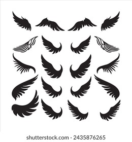 A black silhouette angel or bird wing set
