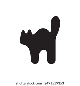 Black silhouette of angry cat flat icon vector illustration isolated on white background