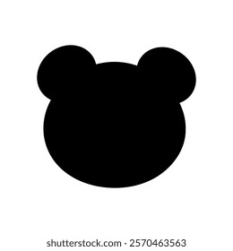 Black silhouette of animal muzzle. Bear head on isolated background.Vector illustration.