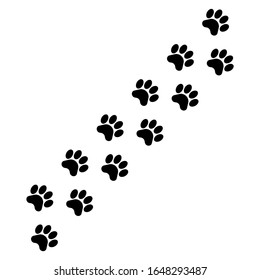 Black silhouette of a animal paw print isolated pet or wildlife footprints traces illustration