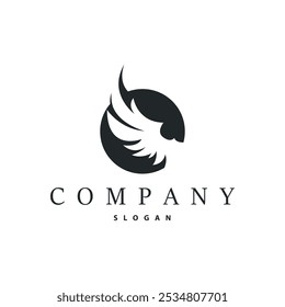 Black silhouette animal wings with simple and minimalist wing logo design concept