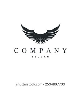 Black silhouette animal wings with simple and minimalist wing logo design concept