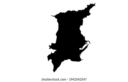 black silhouette of Annaba city map in Algeria on white background