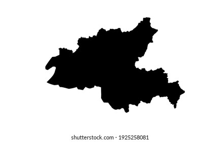 Black silhouette of ansan city map in South Korea on a white background