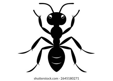 Black silhouette of an ant against a white background vector illustration simple design