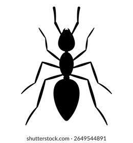 Black silhouette of ant. Insect vector icon for biology, pest control, nature education, or graphic design use