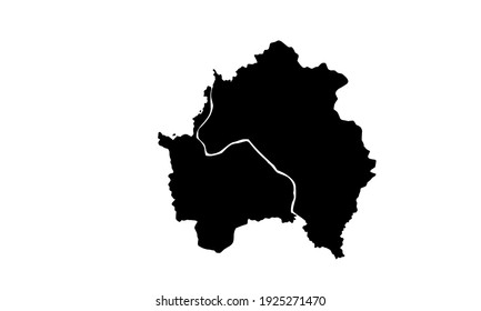 black silhouette of anyang city map in south korea on white background