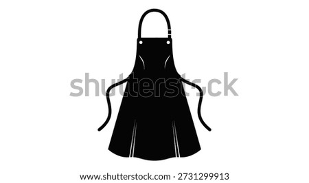 A black silhouette of an apron is presented, showcasing a clean and distinctive flat silhouette style.
