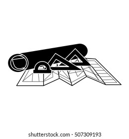 black silhouette architecture plans and rules for drawing
