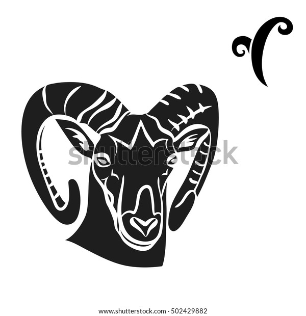 Black Silhouette Aries On White Background Stock Vector (Royalty Free ...