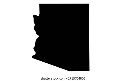 black silhouette of Arizona state map on white background