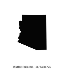 Black silhouette of Arizona state map on a white background vector illustration. Simple graphic design element.