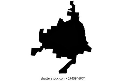 Black silhouette of Arkansas, United States map of Arkadelphia city on white background