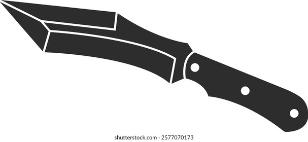 Black silhouette of an army combat knife that cuts, stabs, and chops icon.