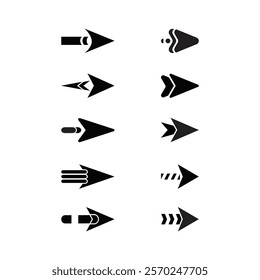 Black Silhouette Arrows set vector design  