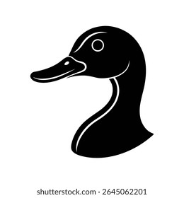 A black silhouette art of a duck head