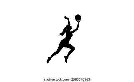 Black silhouette art of female volleyball player hitting the ball volleyball woman player