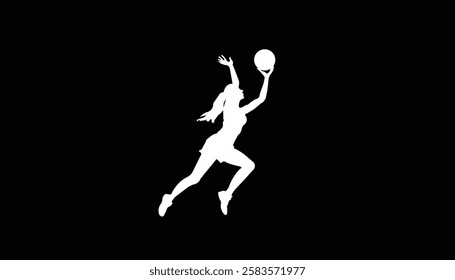 Black silhouette art of female volleyball player hitting the ball volleyball woman player