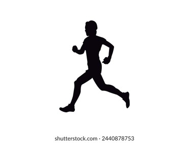 Black silhouette of athlete on white background.