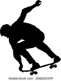 Black silhouette of an athlete skateboarder in a jump