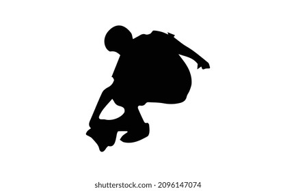 Black silhouette of an athlete skateboarder in a jump, vector illustration design